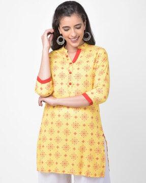 mandarin collar printed kurta