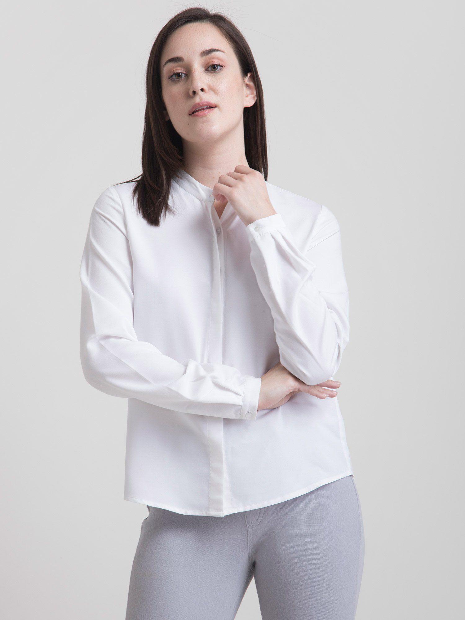 mandarin collar shirt - white