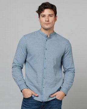 mandarin collar shirt with full sleeves