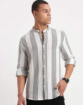 mandarin collar shirt with full sleeves