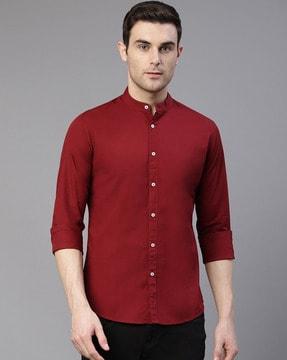 mandarin collar slim fit shirt