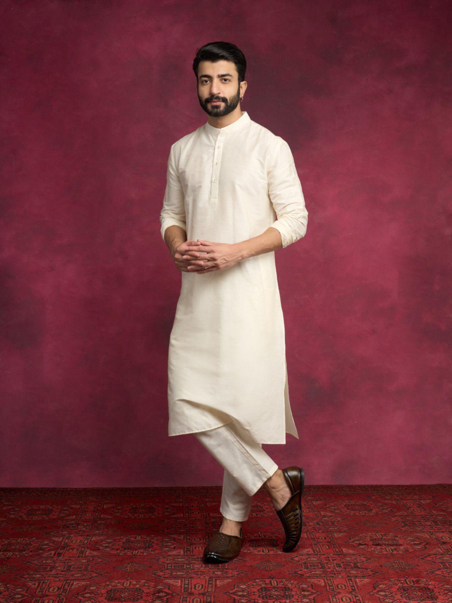 mandarin collar straight kurta-cream