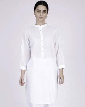 mandarin-collar straight kurta