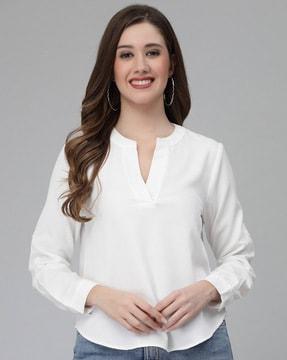 mandarin-collar tunic shirt