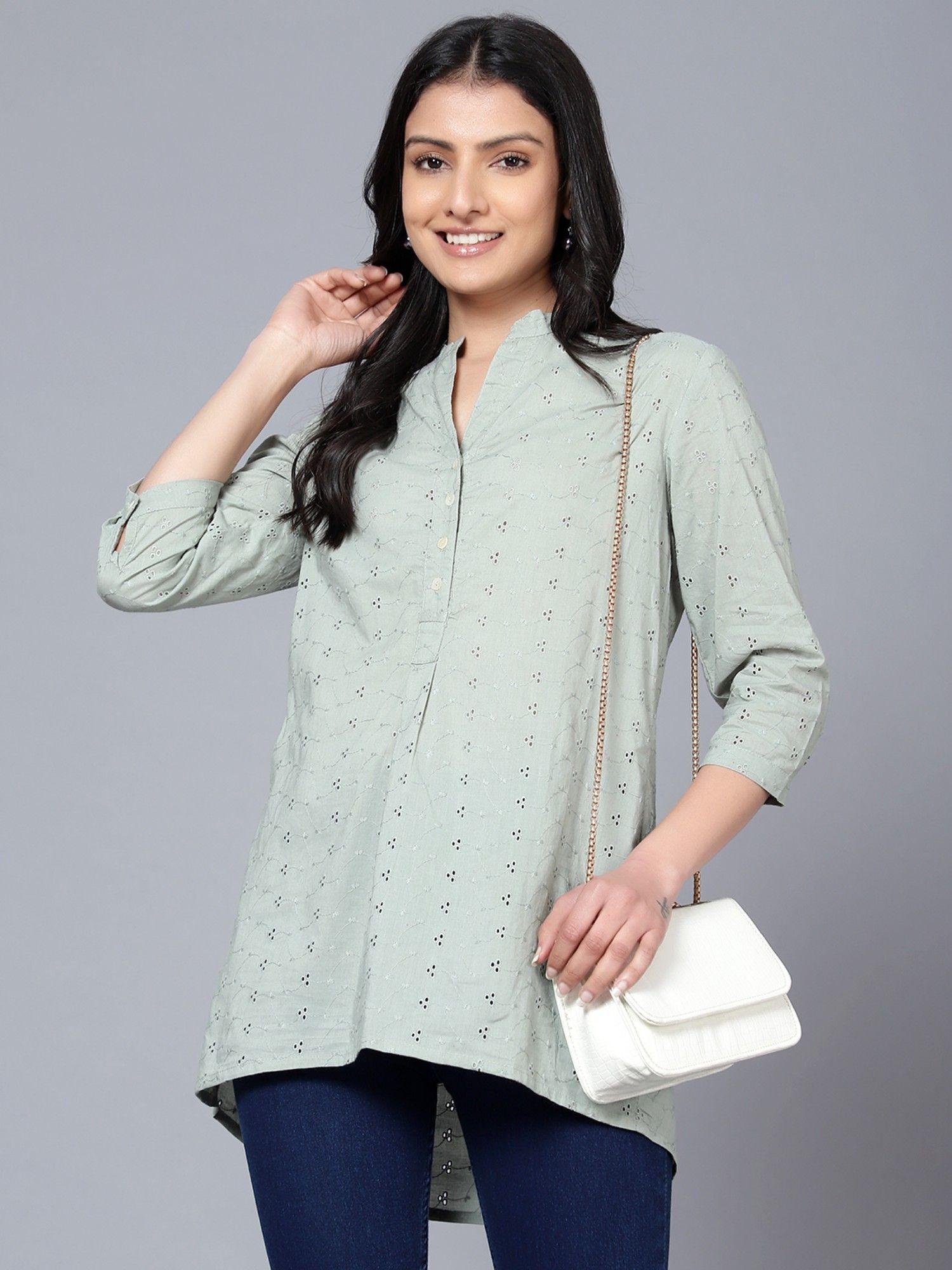 mandarin collar tunic top