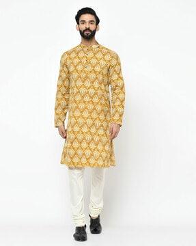 mandarin neck floral long kurta