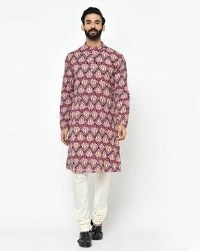 mandarin neck floral long kurta