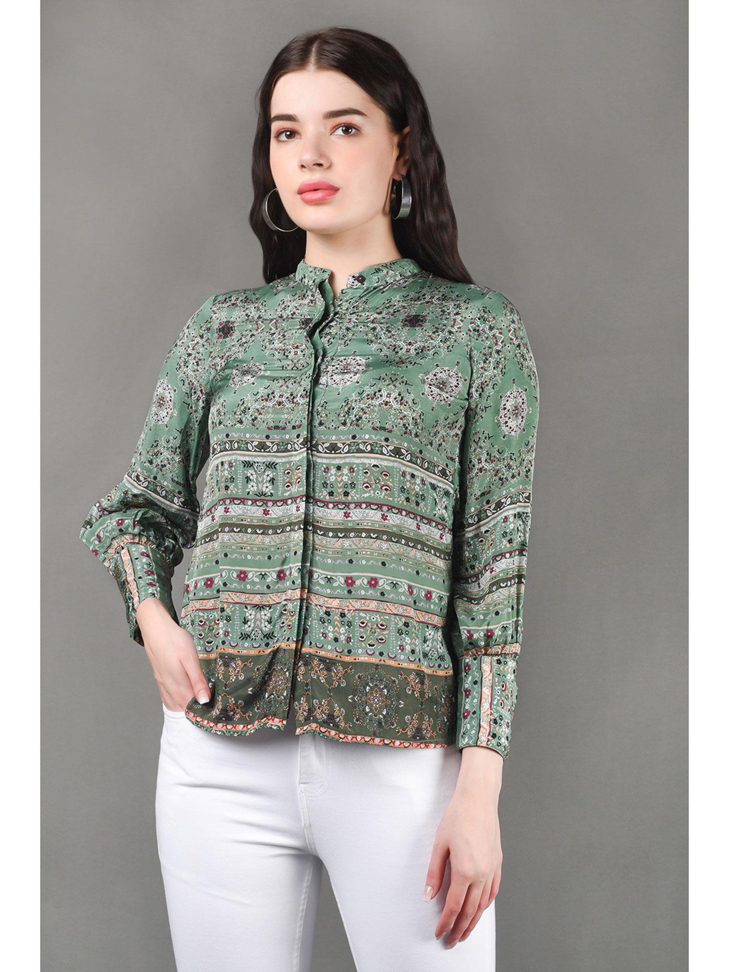 mandarin printed shirt