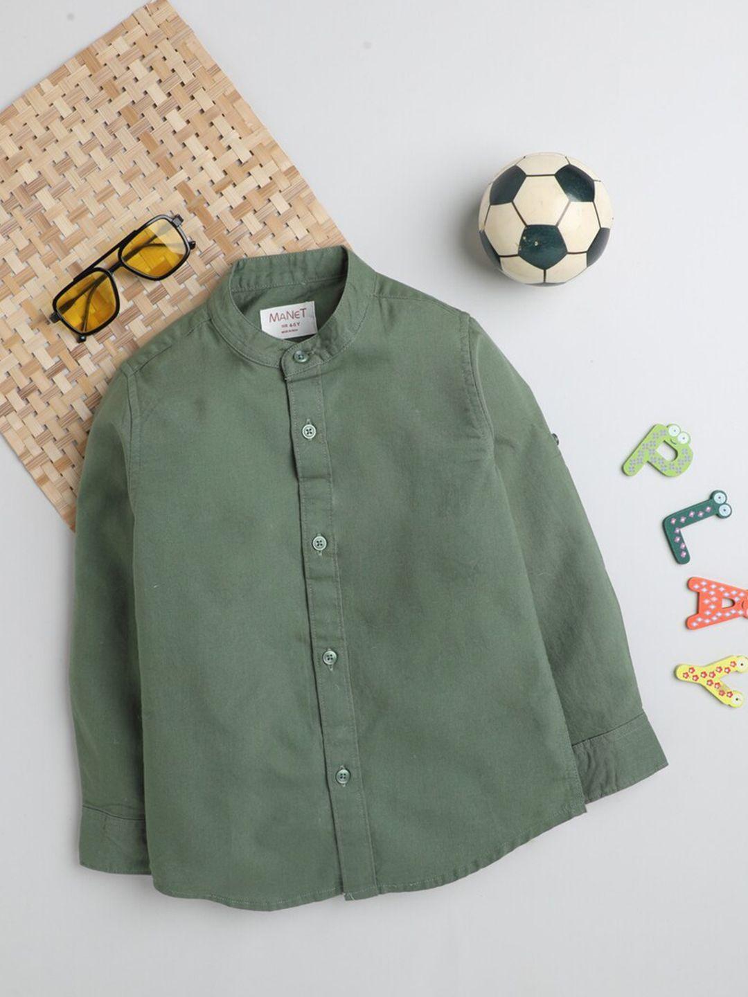 manet boys green opaque casual shirt