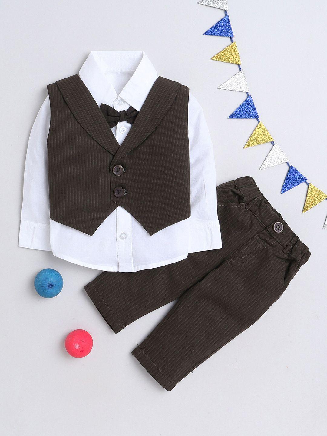 manet boys striped pure cotton shirt with trousers & waistcoat