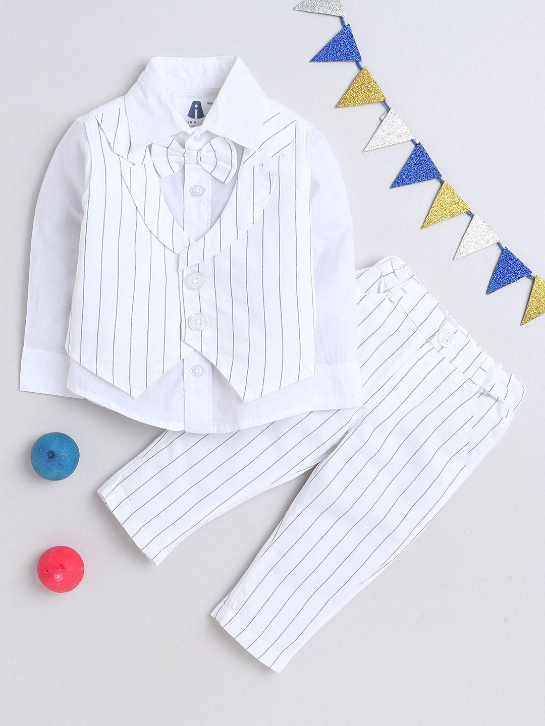 manet boys striped pure cotton shirt with trousers & waistcoat