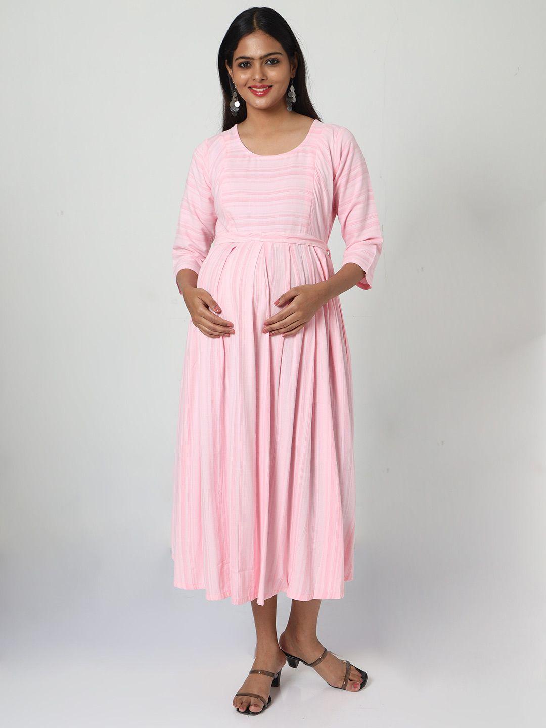 manet fit & flare cotton maternity midi dress