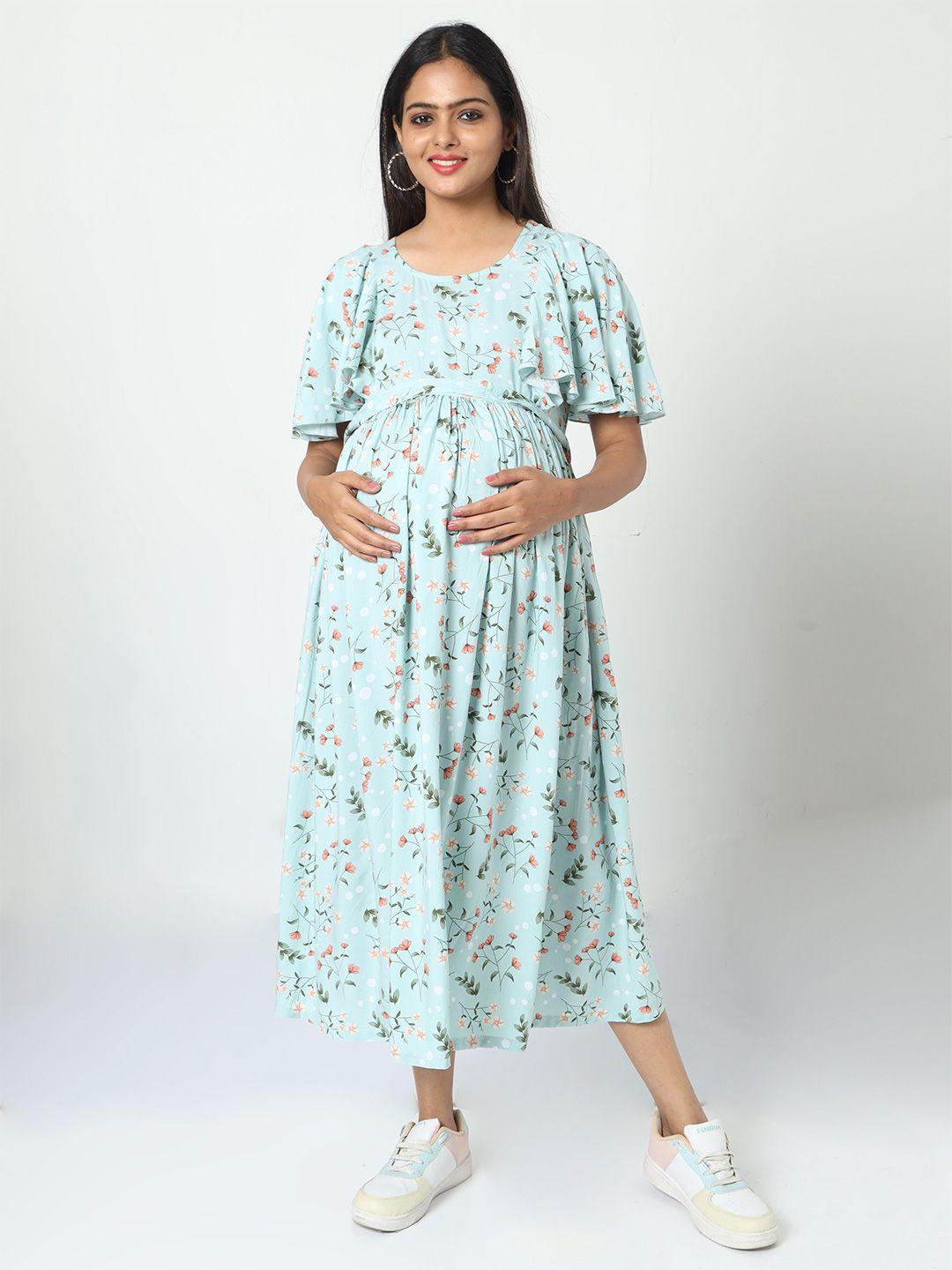 manet floral print fit & flare cotton maternity maxi dress