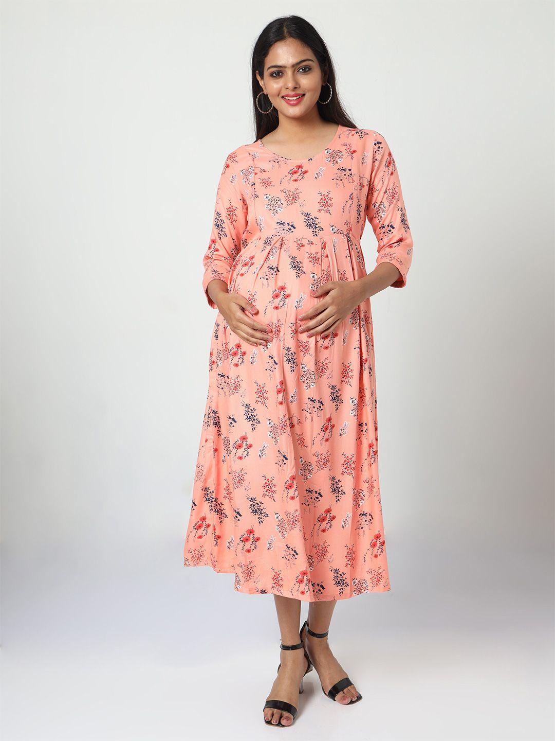 manet floral print fit & flare cotton maternity midi dress