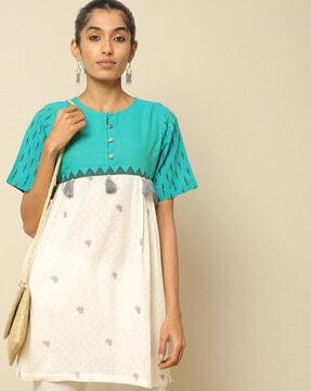 mangalgiri cotton tunic with tassels