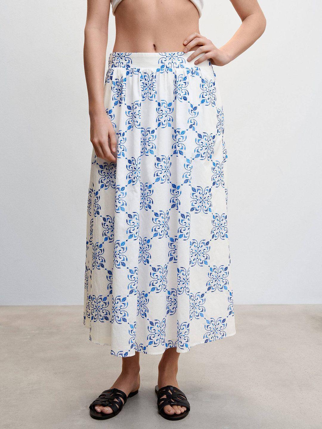 mango a-line printed midi skirt