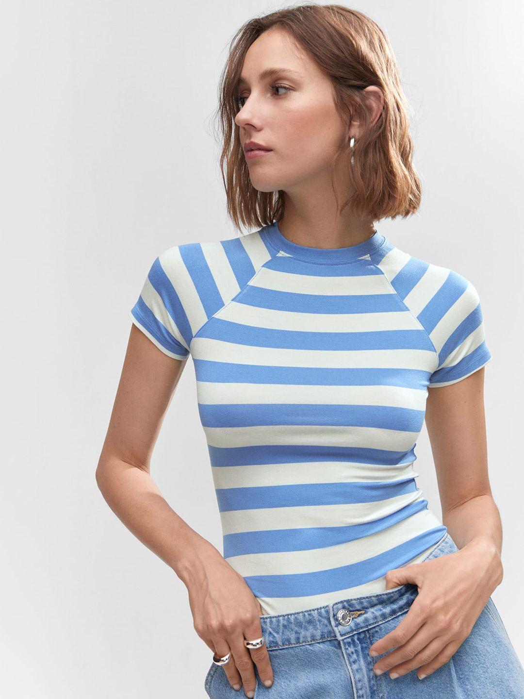 mango horizontally striped fitted t-shirt