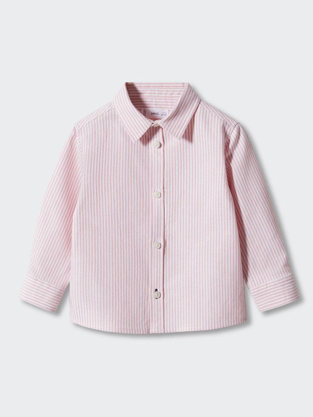 mango kids boys vertically striped regular fit pure cotton oxford shirt