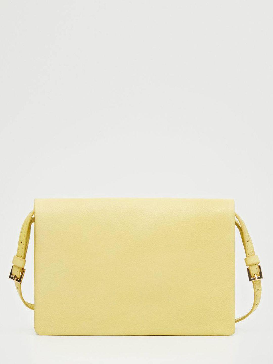 mango lime green solid leather structured sling bag with non-detachable sling strap