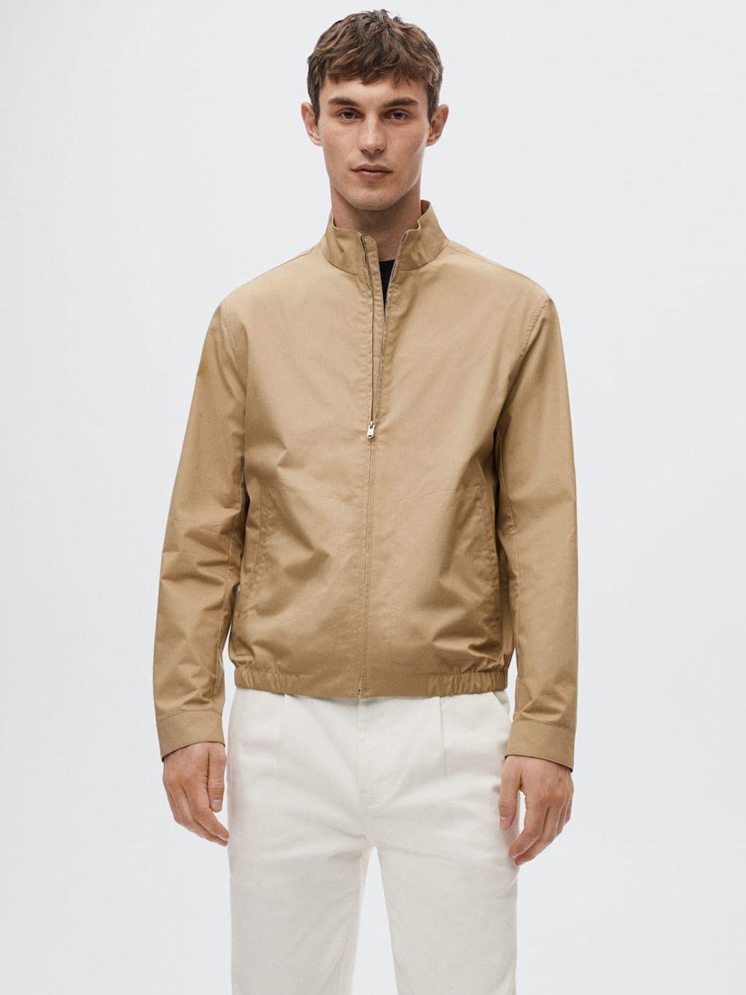 mango man beige pure cotton solid tailored sustainable jacket