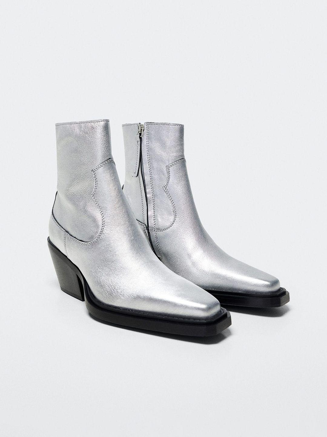 mango silver-toned mid-top sustainable regular boots