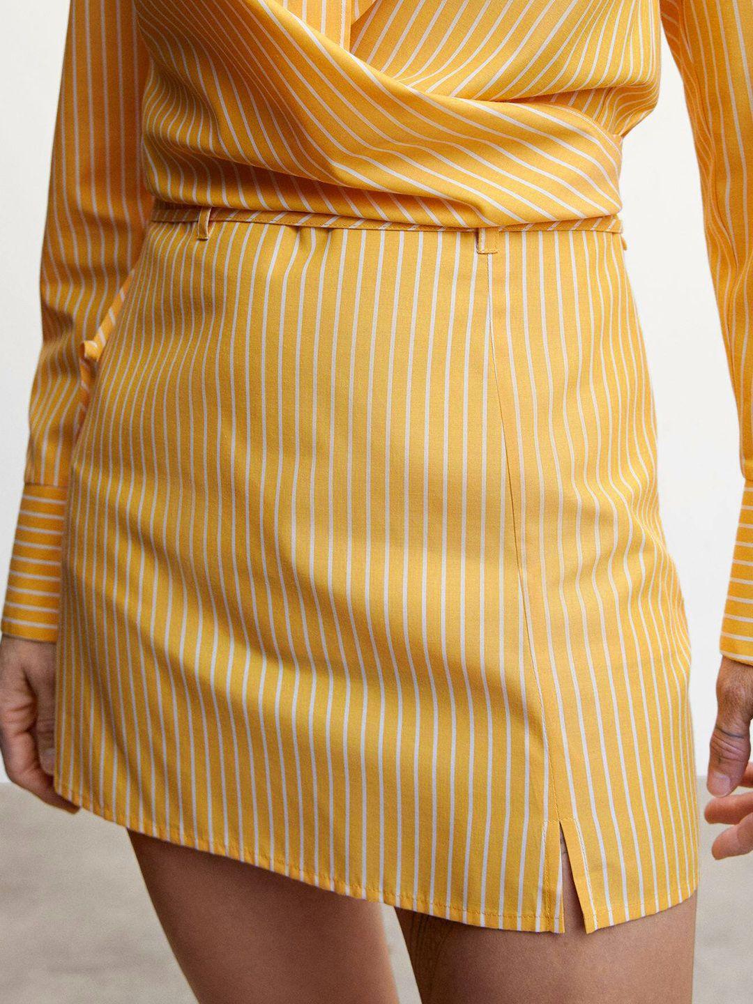mango sustainable striped straight mini skirt with a detachable belt