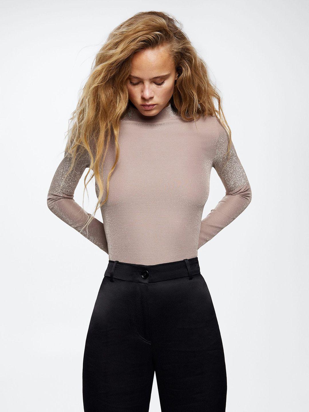 mango turtle neck shiny sustainable fitted top