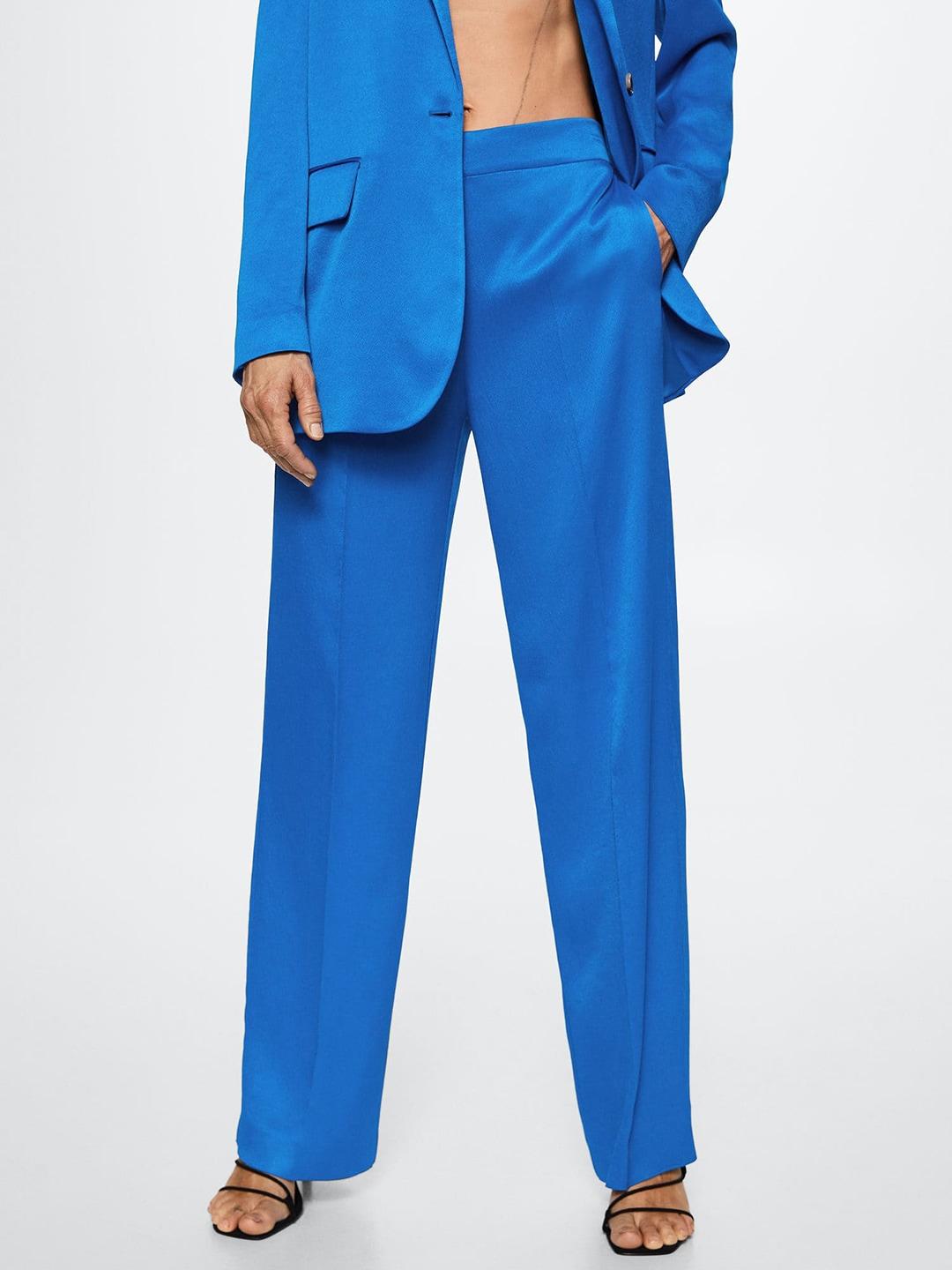 mango women blue trousers