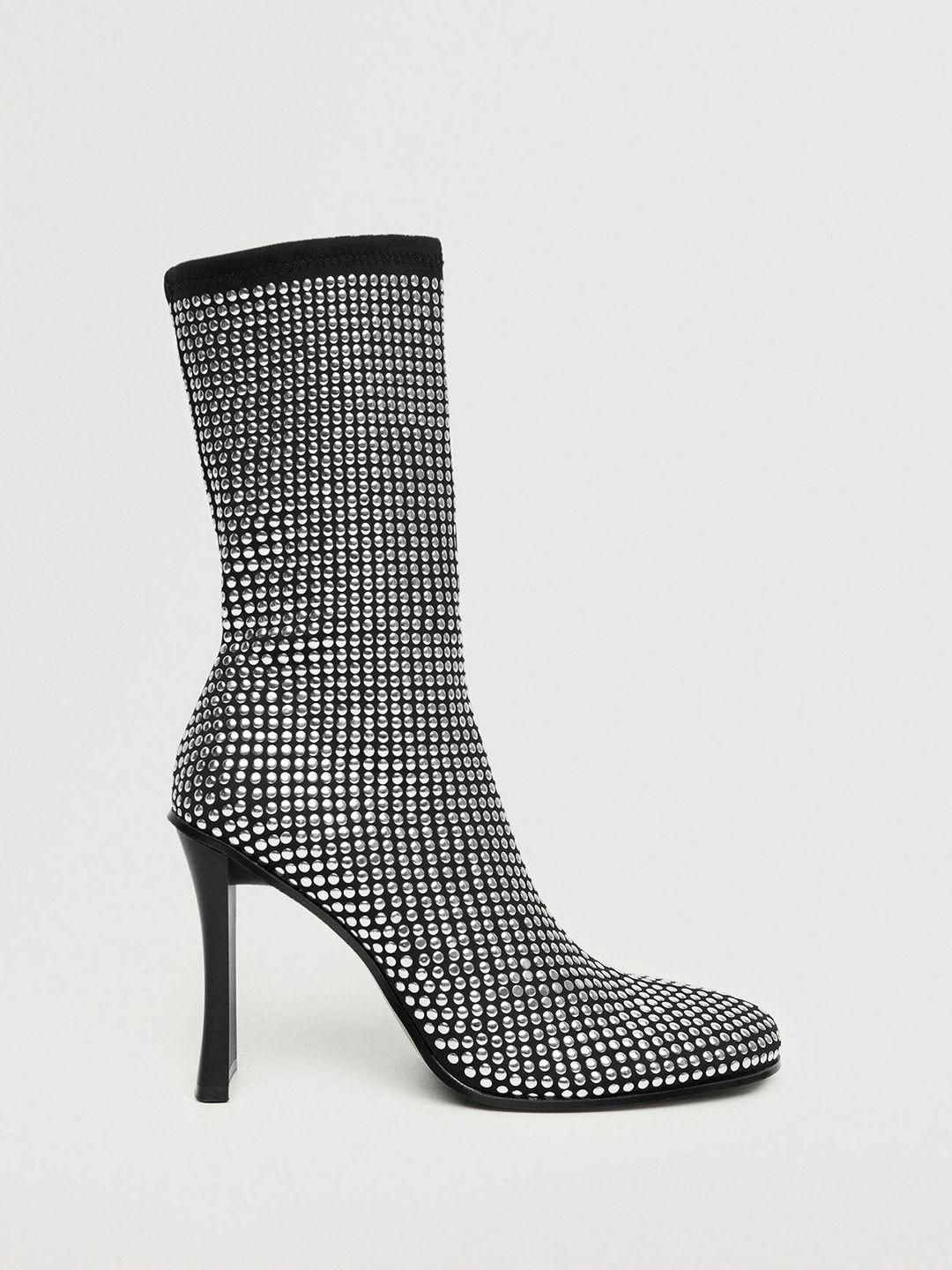 mango women embellished regular block heel high-top boots