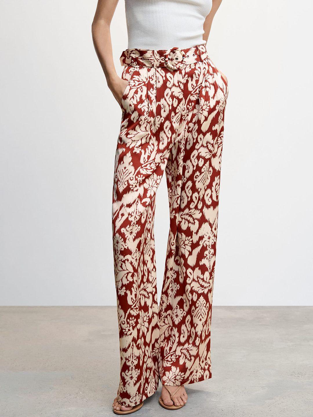 mango women ethnic motifs printed trousers