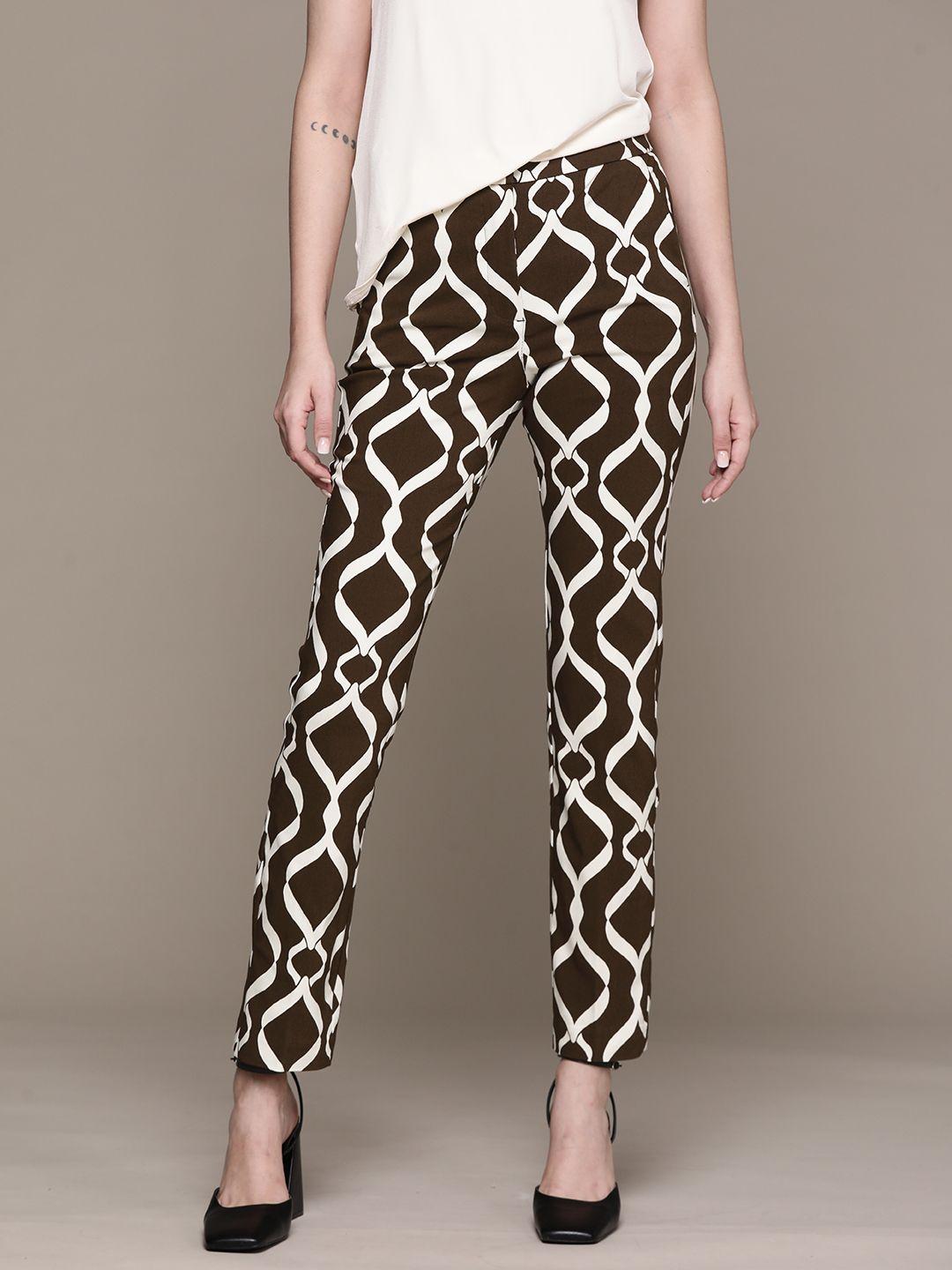 mango women geometric printed trousers