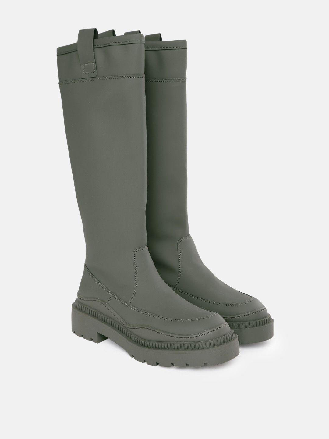 mango women grey solid high-top regular boots