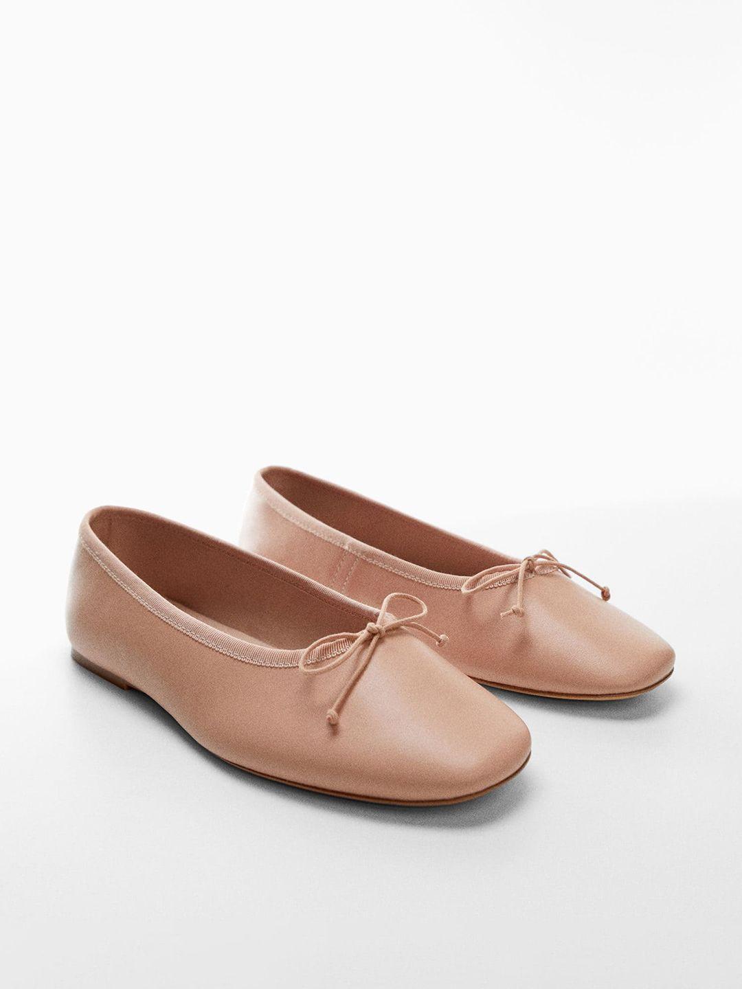 mango women leather sustainable ballerinas with bows detail
