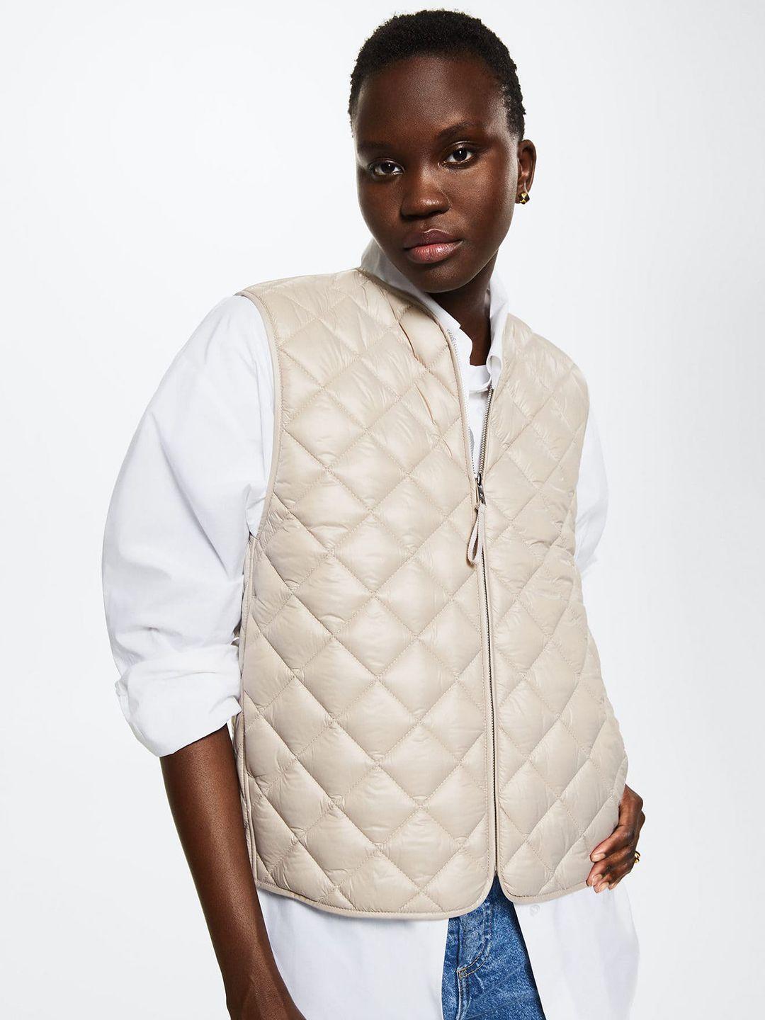 mango women off white quilted jacket