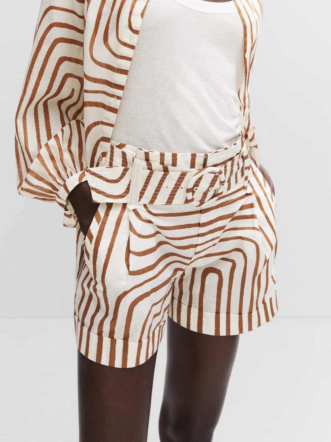 mango women printed cotton high-rise shorts