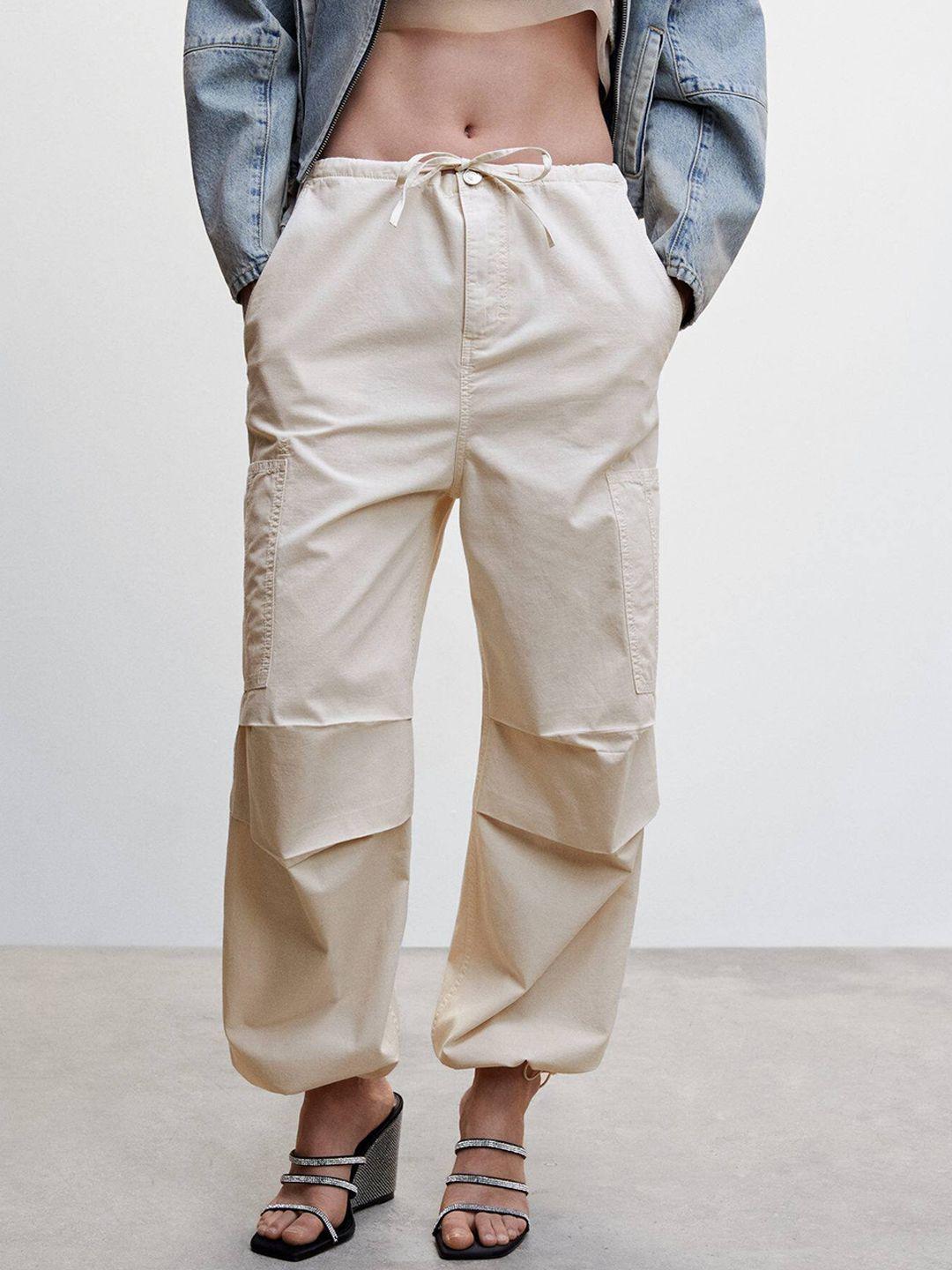 mango women pure cotton parachute trousers