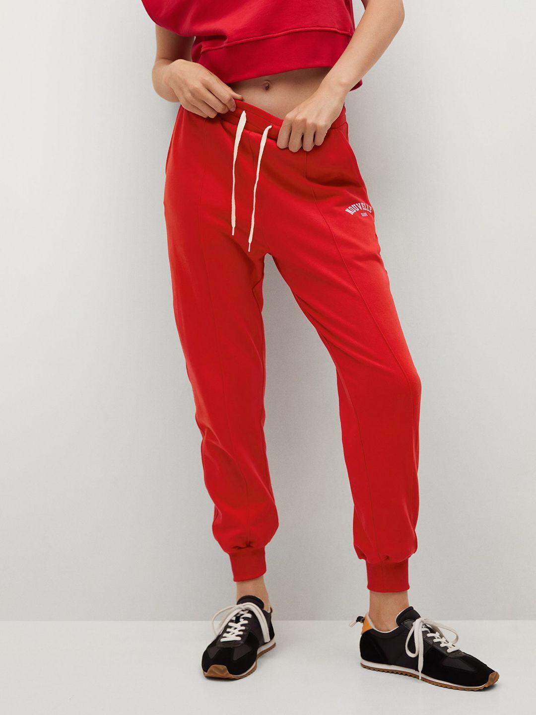 mango women red joggers trousers