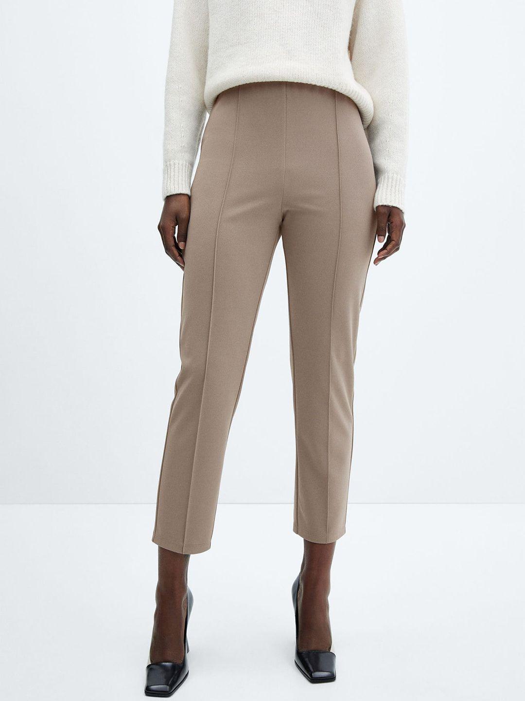 mango women skinny fit high-rise cropped trousers