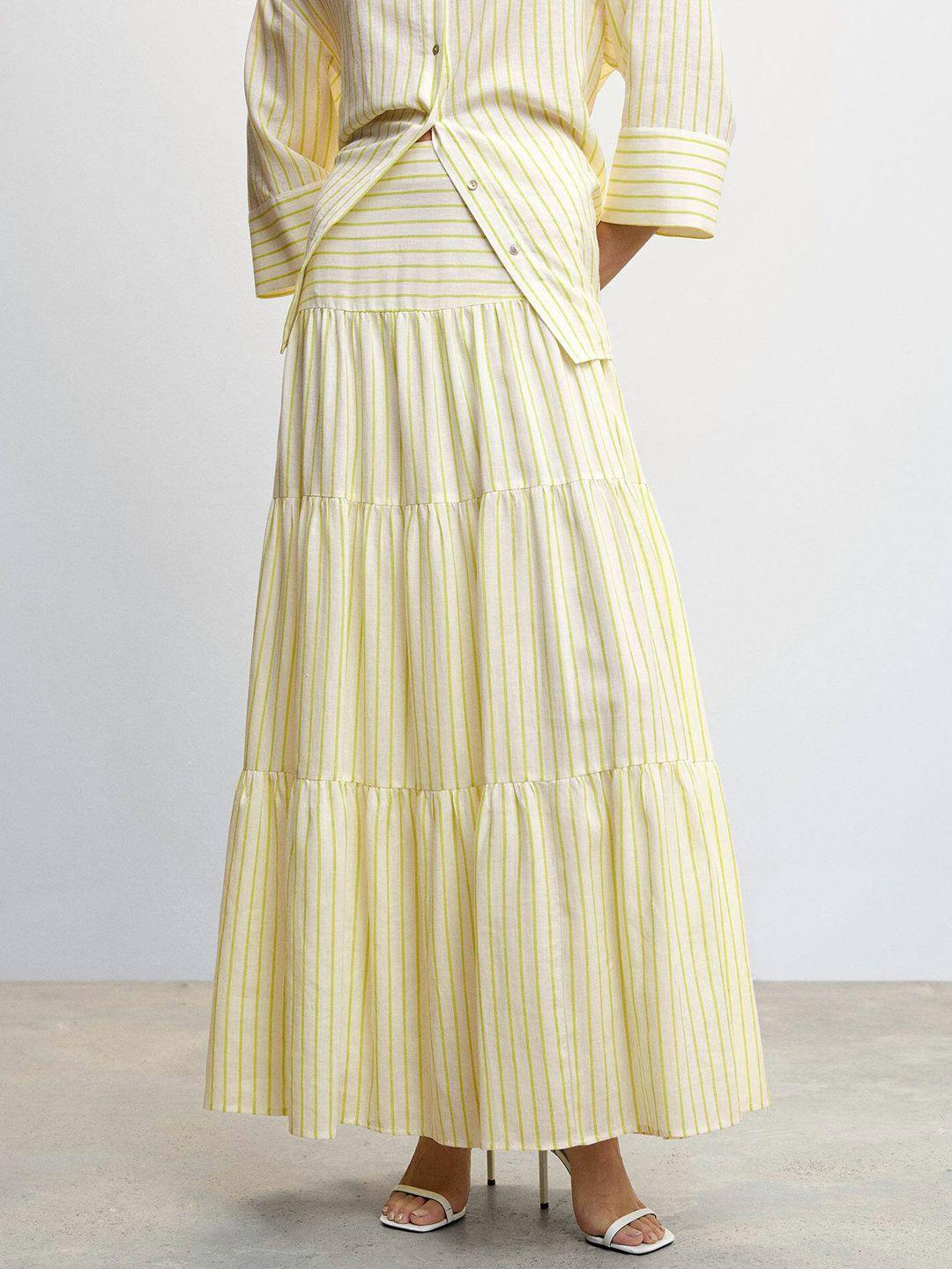 mango women striped tiered a-line skirt