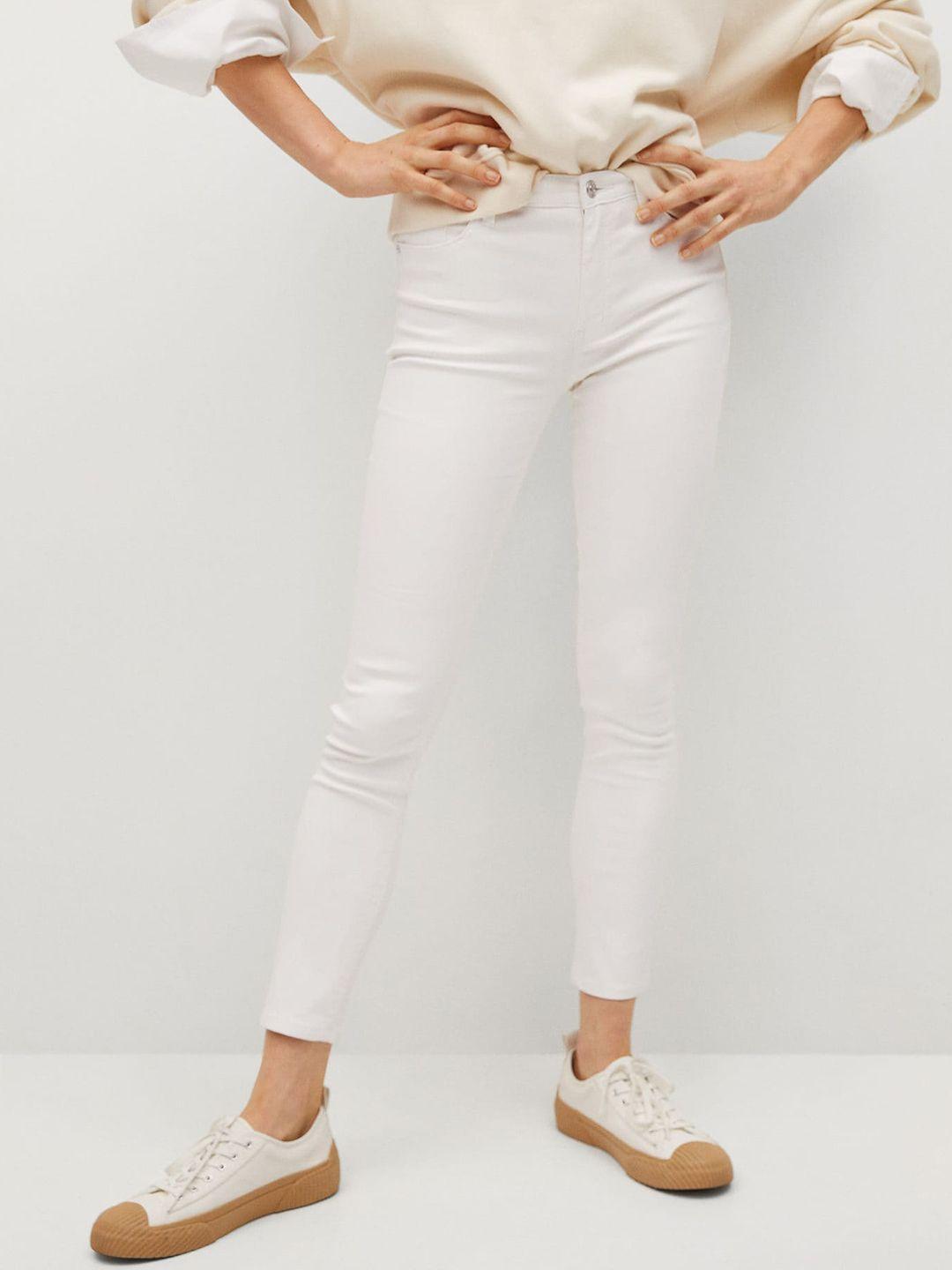 mango women white isa skinny fit stretchable jeans