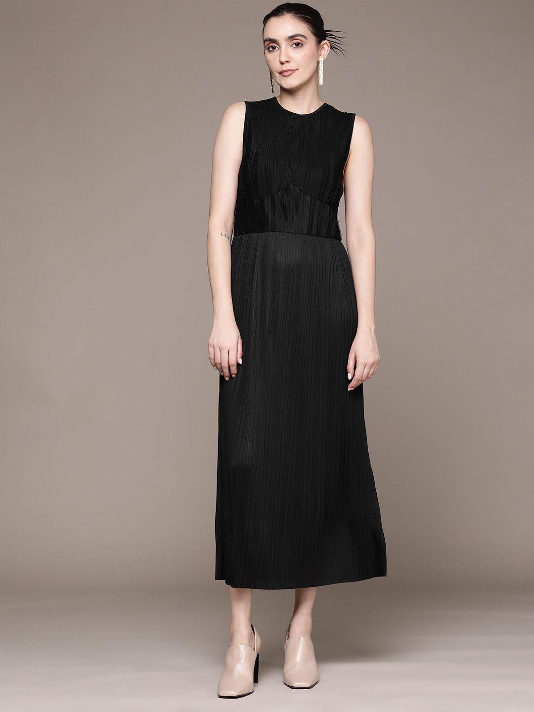 mango accordion pleated a-line midi dress