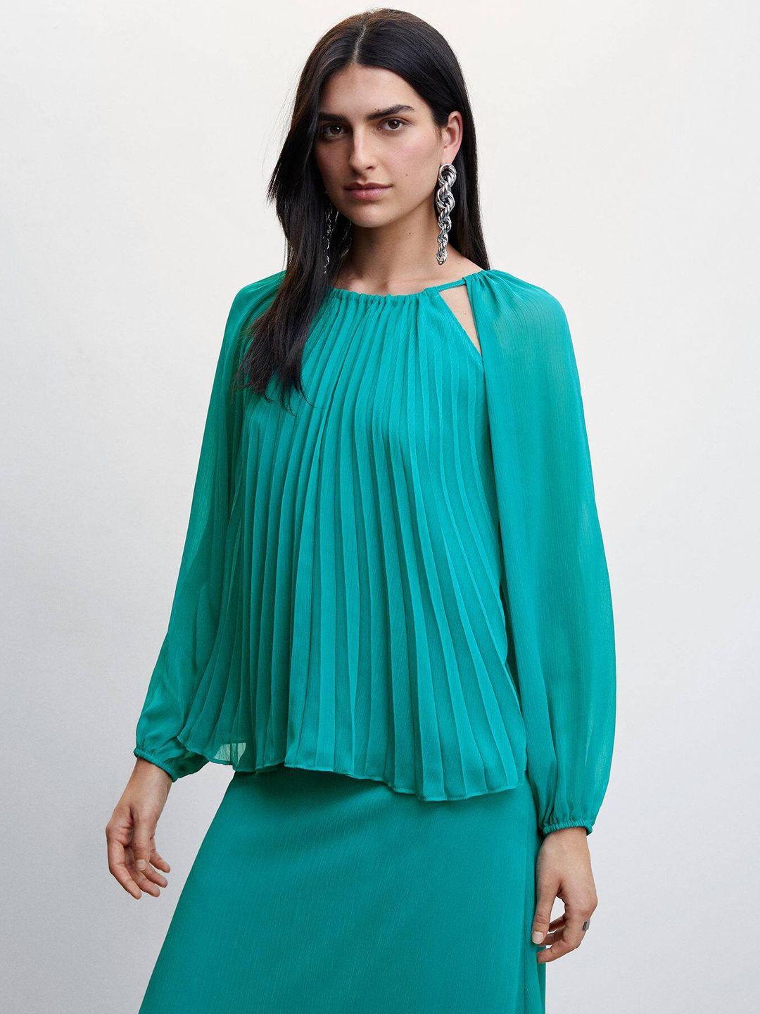 mango accordion pleats top