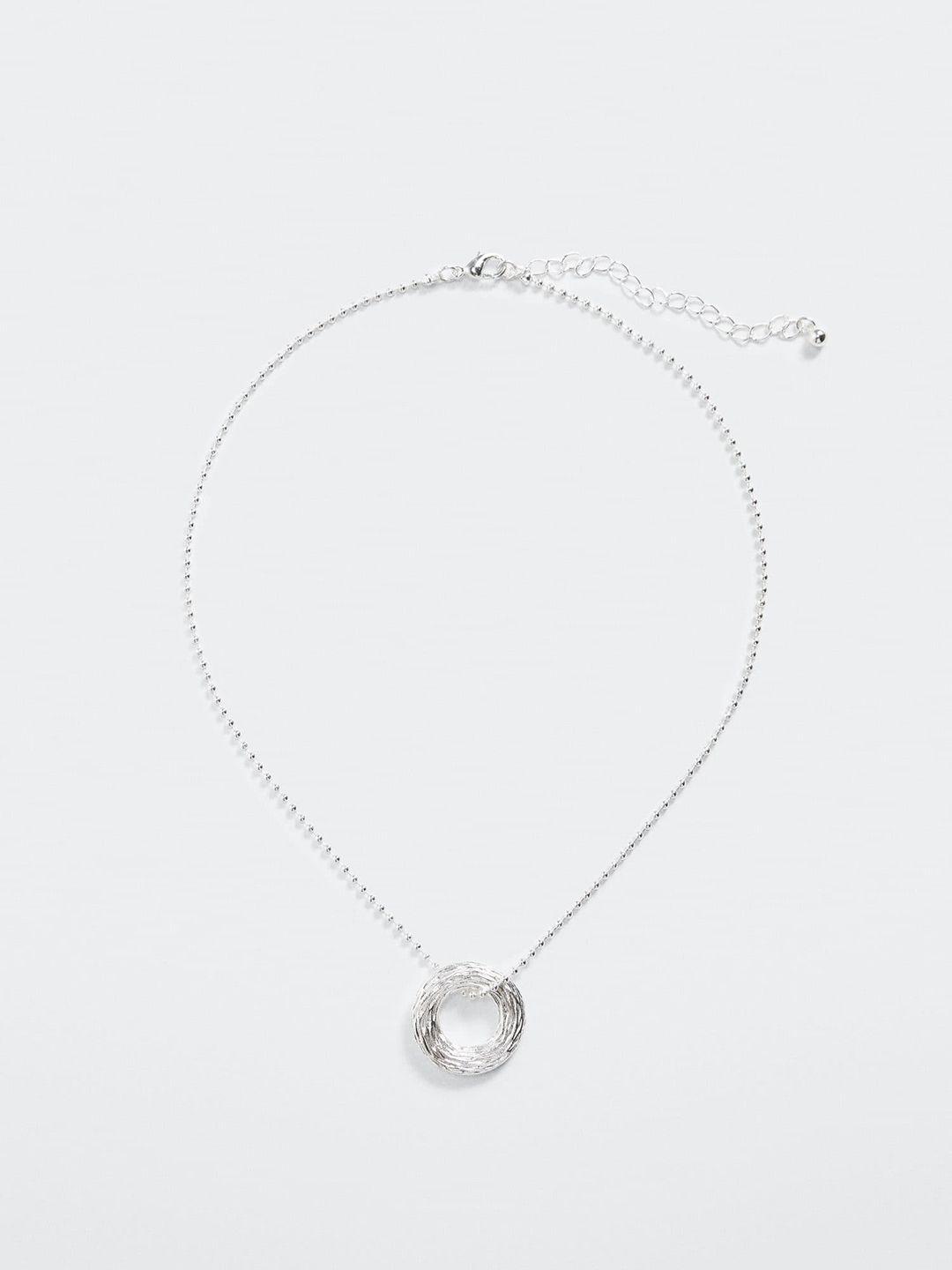 mango beaded necklace with circular textured pendant