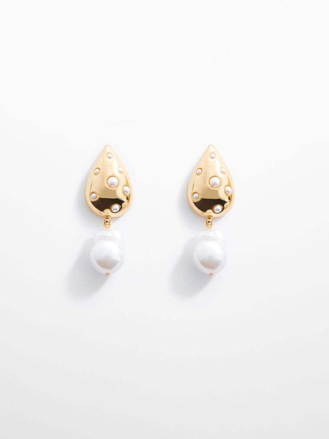 mango beaded teardrop shaped drop earrings