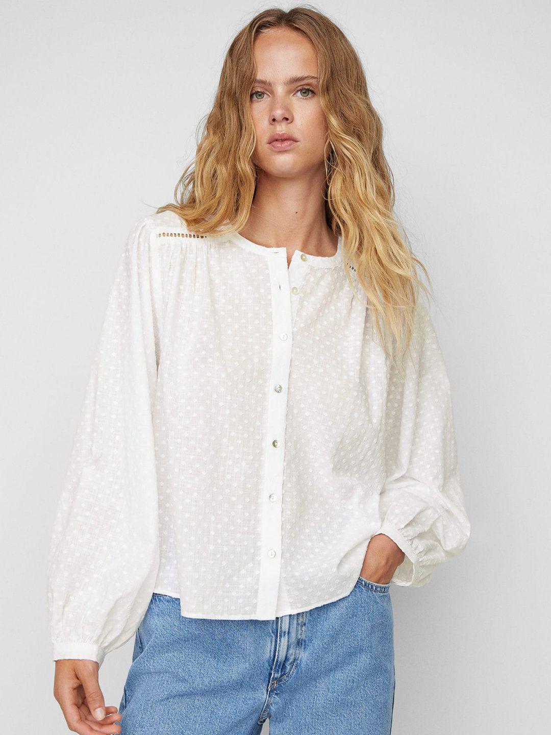 mango bishop sleeves dobby cotton shirt style top