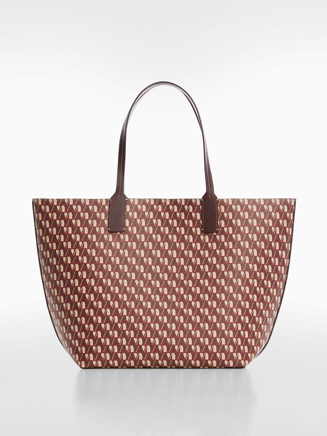 mango brand logo printed oversized shopper tote bag