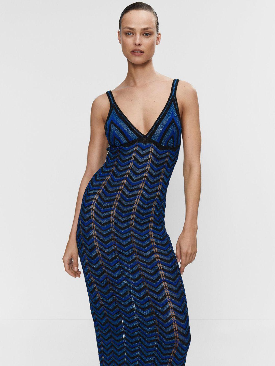 mango chevron self design knitted maxi dress