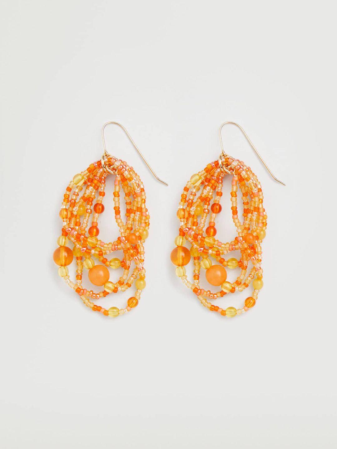 mango coral orange beaded drop earrings
