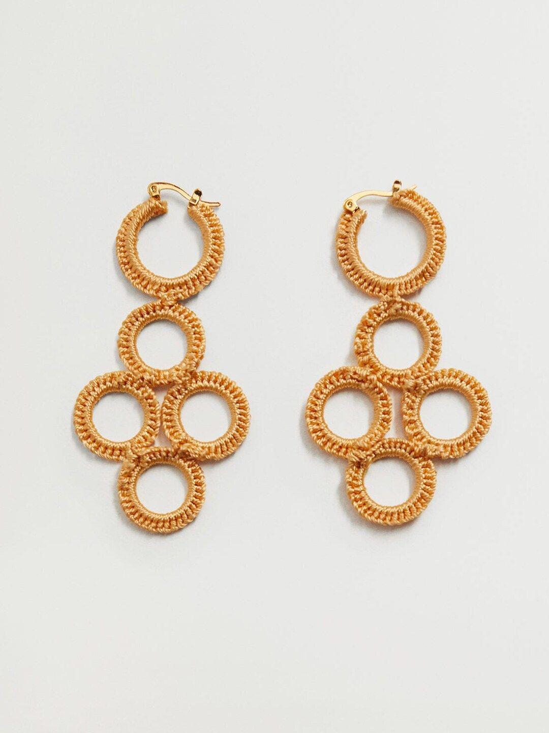 mango coral orange circular drop earrings
