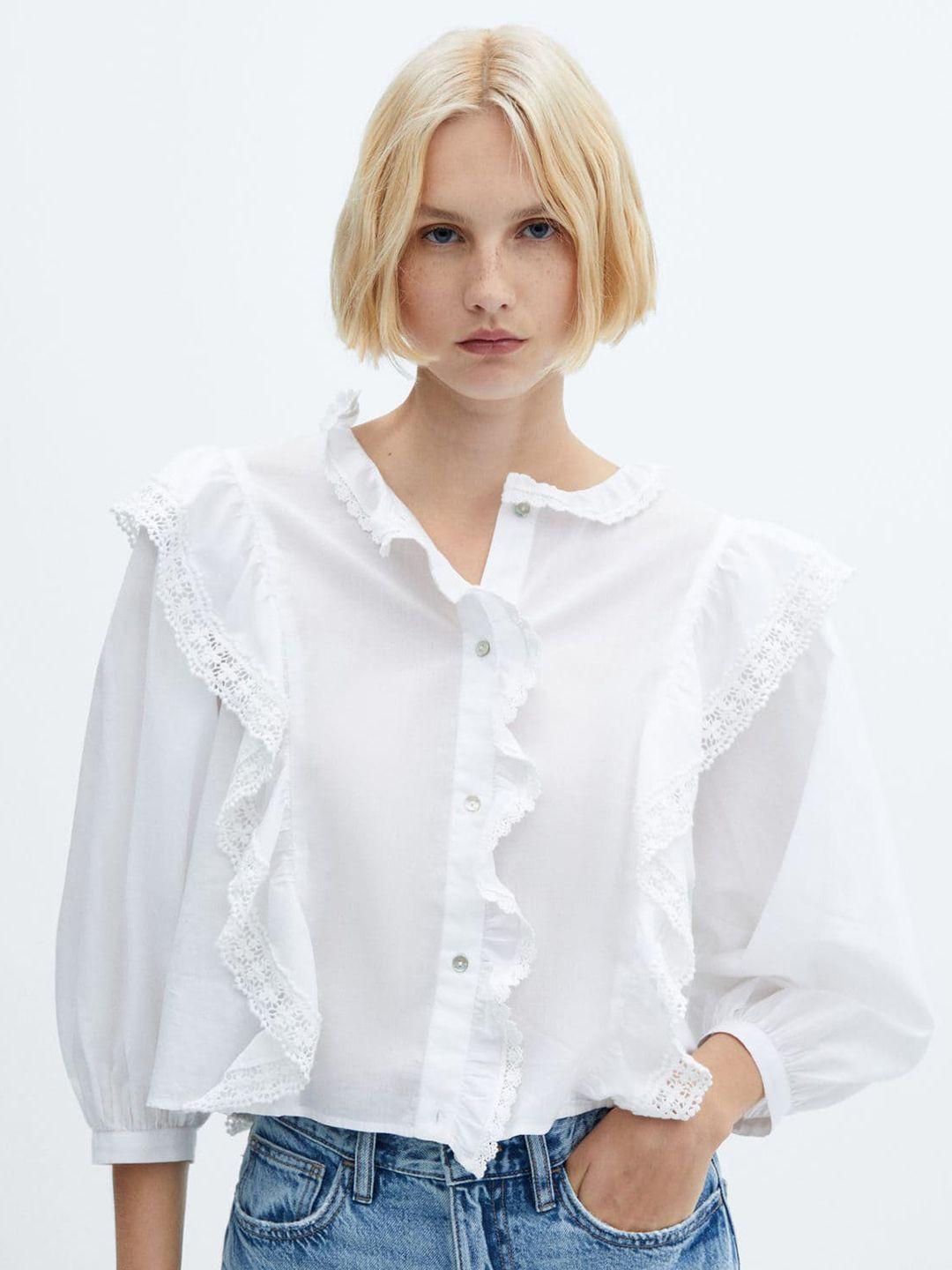 mango cotton ruffled shirt style top